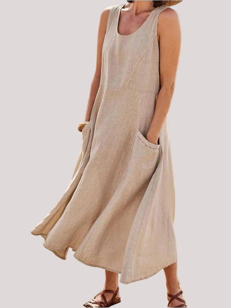 Women’s Sleeveless Scoop Neck Dress Maxi