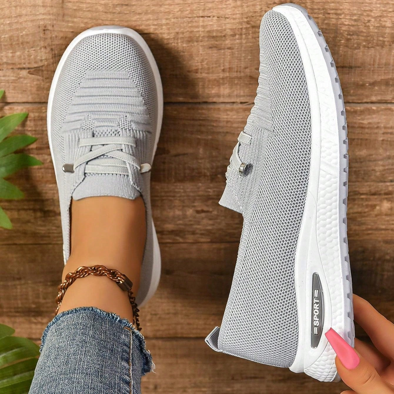 Women’s Slip On Walking Sneakers Lace Up