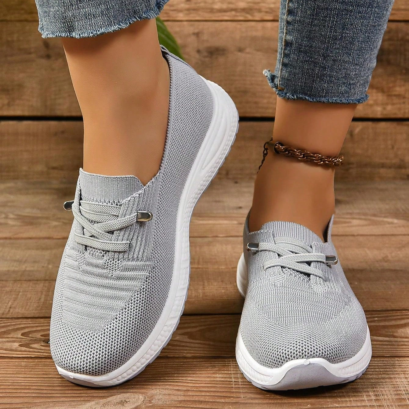 Women’s Slip On Walking Sneakers Lace Up