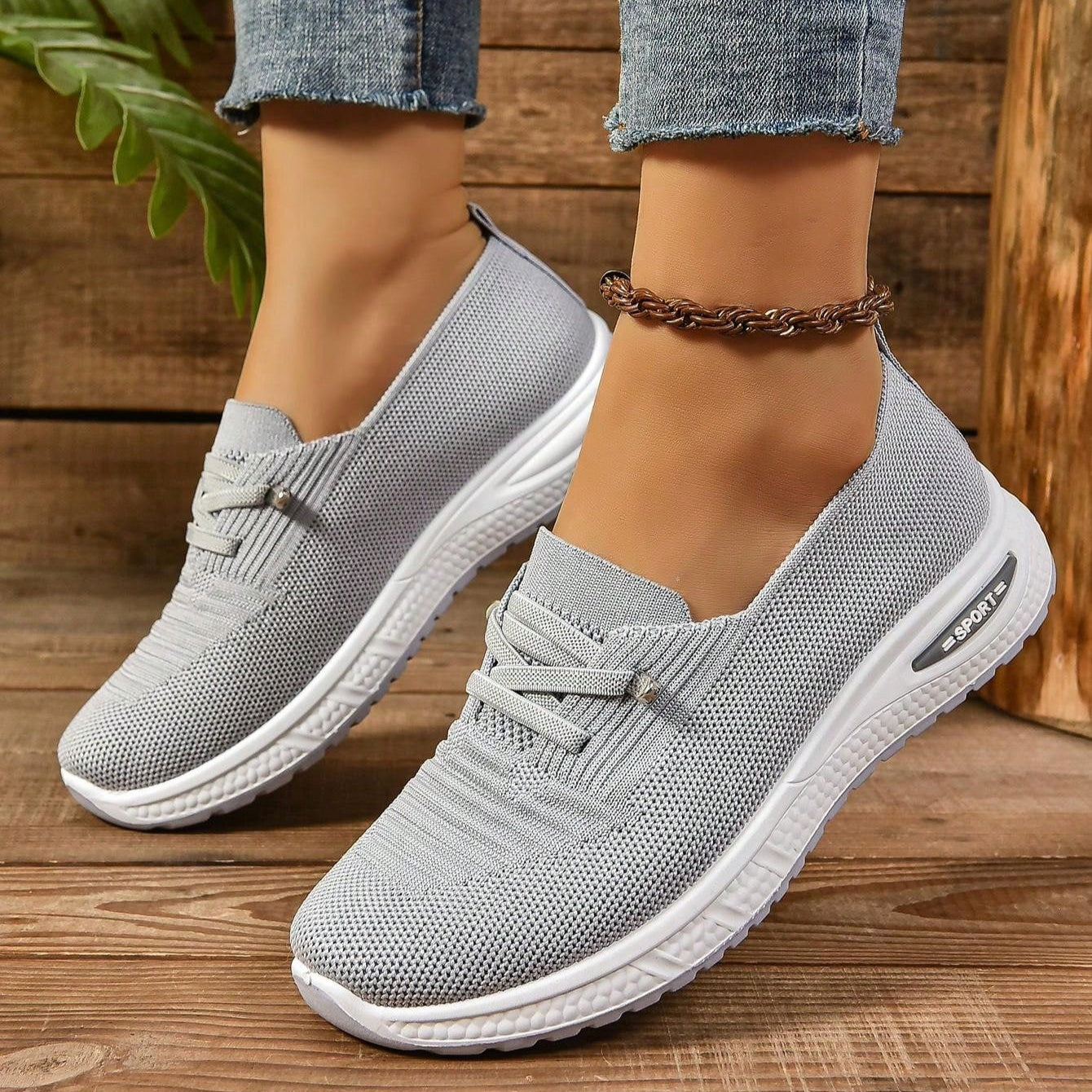 Women’s Slip On Walking Sneakers Lace Up