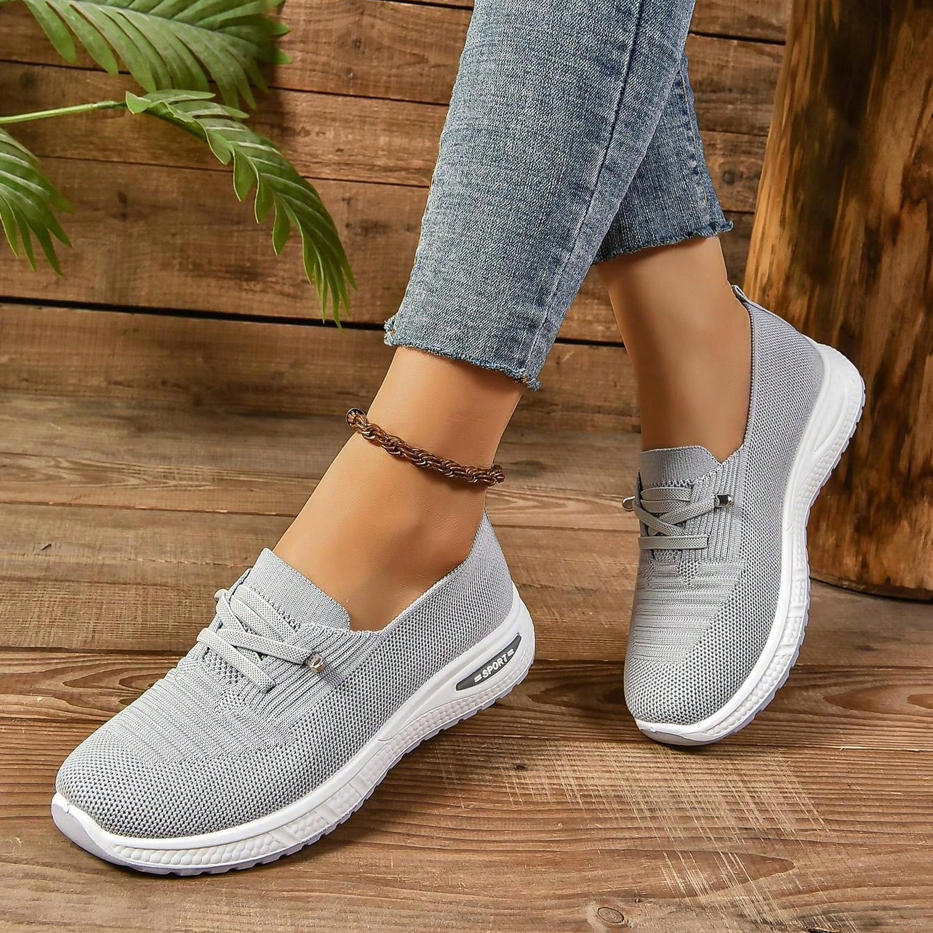 Women’s Slip On Walking Sneakers Lace Up