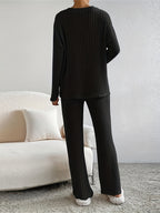 Women’s V Neck Lounge Set Long Sleeve