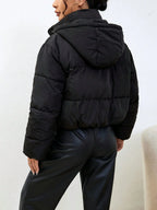Women’s Winter Hooded Cropped Puffer Jacket