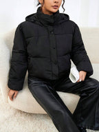 Women’s Winter Hooded Cropped Puffer Jacket