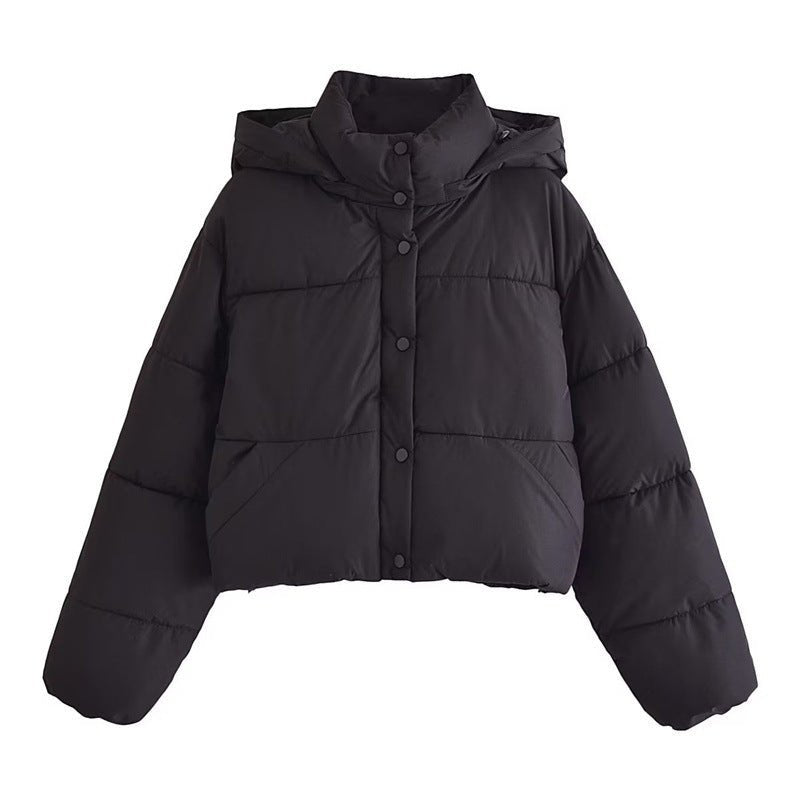 Women’s Winter Hooded Cropped Puffer Jacket